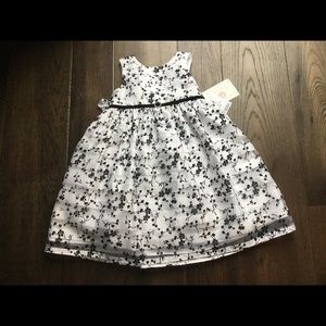 Black and white floral printed party dress